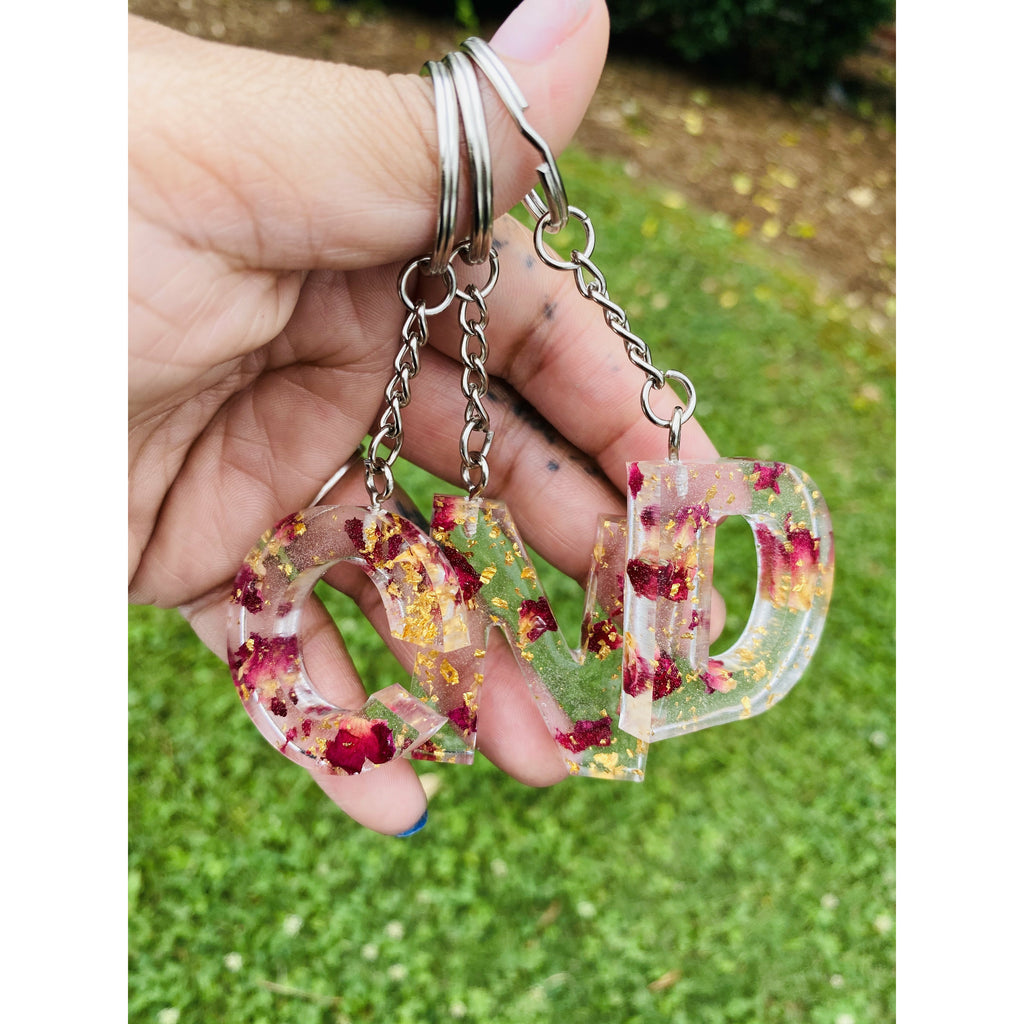 Roses & Gold flakes Keychain